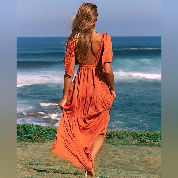 Free People La La Maxi Dress in Orange - Picture 2 of 6